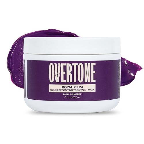 oVertone Haircare Color Depositing Conditioner - 8 oz Semi Permanent Hair Color with Shea Butter & Coconut Oil - Temporary Hair Color Dye - Vegan, Cruelty-Free - Purple for Brown Hair - Purple for Brown Hair
