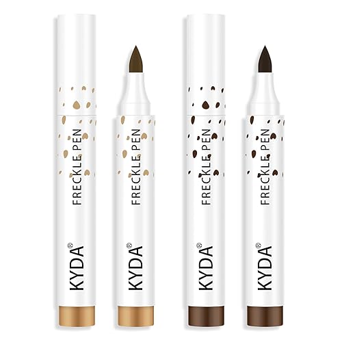 KYDA 2 Colors Freckle Pen,Natural Lifelike Freckle Makeup Pen Magic Freckle Color,Waterproof Longlasting Soft Dot Sopt Pen,for Natural Effortless Sunkissed Makeup-Dark Brown&Light Brown - 2 Count (Pack of 1) - A-Light Brown+Dark Brown