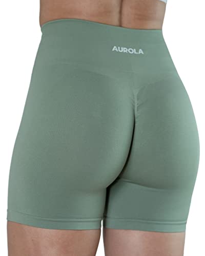 AUROLA 4.5 Intensify Workout Shorts for Women Seamless Scrunch Active Exercise Fitness Amplify Shorts - Medium - Iceberg Green