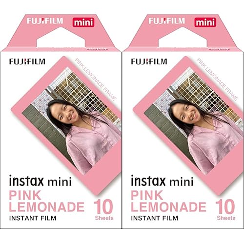 FUJIFILM Instax Mini Pink Lemonade Film - 10 Exposures (Pack of 2) - 10 Film Pack (Pack of 2) - Pink Lemonade - Film