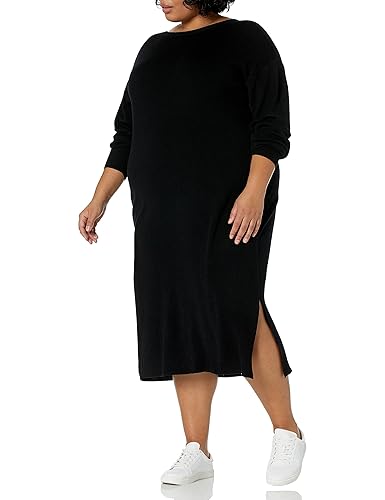 The Drop Women's Suki Rib Midi V-Back Dress - XX-Large - Black