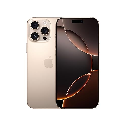 Apple iPhone 16 Pro Max 256 GB: 5G Handy mit Kamerasteuerung, 4K 120 Dolby Vision und einem großen Sprung bei der Batterielaufzeit. Funktioniert mit AirPods, Titan Wüstensand - Titan Wüstensand - 256 GB - Ohne Case