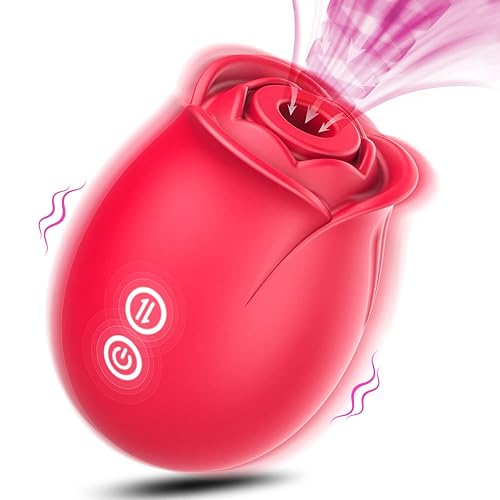 Sex Toys Rose Dildo Vibrator - Upgraded Adult Toys with 5 Sucking & Vibrating Modes for Women Clitoral Nipple, Rose Sucker Sex Toy Clitoral G Spot Vibrators for Woman Couples Adult Sex Games - Red