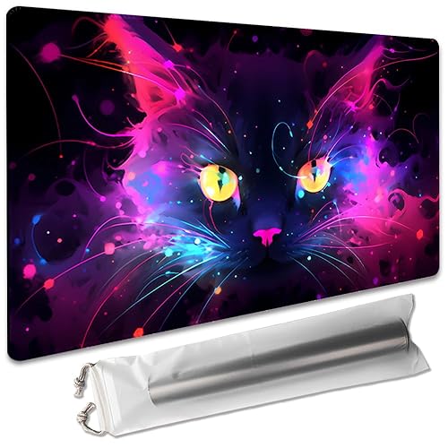 SIXTORE Board Game 14x24in TCG Playmat Compatible for CCG OCG DTCG PTCG MTG Play Mats,Mouse pad Desk Mats (Colorful Cat 2) - Colorful Cat 2