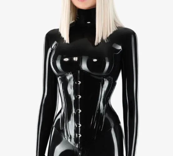 Latex waist reducing corset with busk and back lacing | Default Title