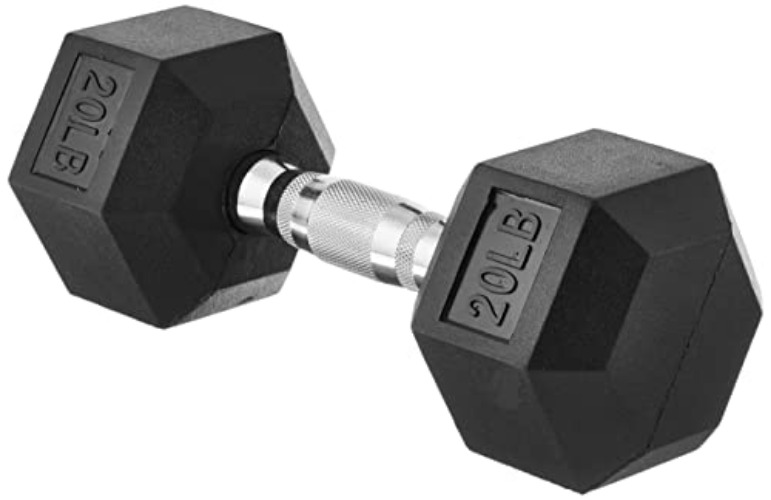 Amazon Basics Cast Iron Hex Dumbbell Weight - 20 pounds - Rubber Encased Hex Dumbbell