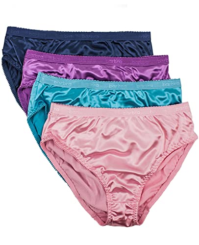 Barbra Womens Silky Sexy Satin Bikini Panties S - Plus Size Women Underwear Multi-Pack - 5X-Large Plus 4 Pack- Grape