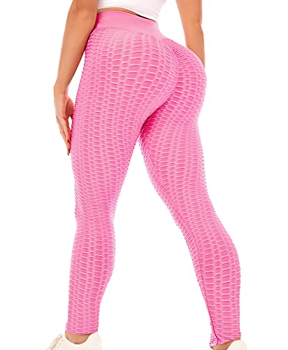 ViCherub Butt Lifting Workout Leggings for Women TIK Tok High Waisted Yoga Pants Tummy Control Scrunch Butt Gym Booty Tights - 4X-Large - Pink