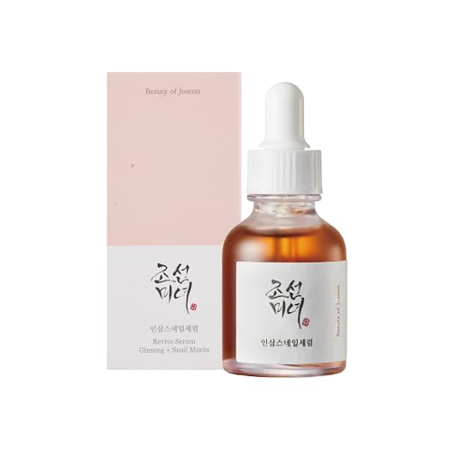 Beauty of Joseon Revive Snail Mucin Ginseng Serum Hydrating Peptide Facial Moisturizer Dark Spot Acne Scar Remover for Sensitive Face. Korean Skin Care for Men and Women, 30ml, 1fl. oz - Revive Serum(Ginseng + Snail Mucin)