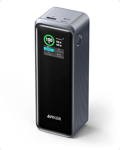 Anker Prime 27,650mAh Power Bank (250W), 3-Port Portable Charger, Smart App, Compatible with iPhone 16/15/14/13 Series, Samsung, Dell, AirPods, and More (Charging Base Not Included) - Black