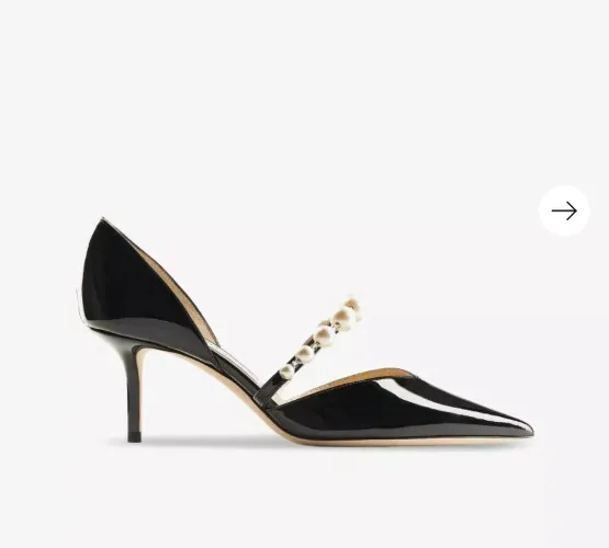 JIMMY CHOO Aurelie 65 pearl-embellished patent-leather courts