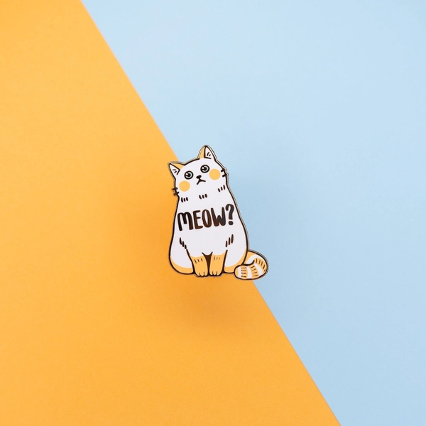 Curious Cat Hard Enamel Pin - [A Grade] / Locking Clasp