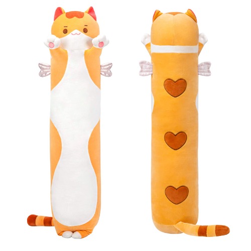 Mewaii Stofftiere Katzen Orange 110CM Plüsch Kissen Lang Kätzchen Plüschtier Ausgestopftes Tier Spielzeug Kuschelkissen Geschenk Plüschkissen über 3 Jahren - Braune Katze 110 CM