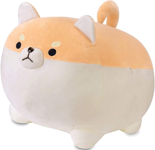 Plüschtier Stofftier Kawaii Hund-Plüsch-Kissen, Akita Kuscheltier Plüschkissen Spielzeug, Shiba Inu Wurfkissen, Geschenk gefüllt für Kinder Mädchen Jungen, Schmusetier für Kuscheltierliebhaber - 30cm Braun