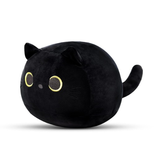 DNFASCHI Schwarze Katze Plüschtier Umarmung Spielzeug - Stofftier Kopfkissen Plüsch Katzenform Kissen - Plüschtier Katze Geschenk Puppe quetschbar und druckentlastend (Schwarz 20cm) - Schwarz 20cm