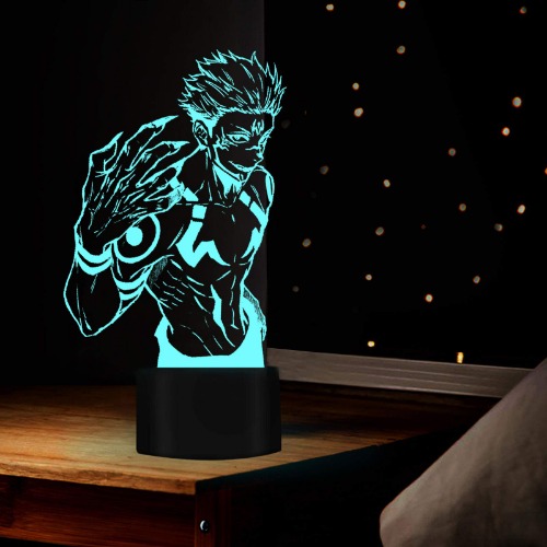 Jujutsu Kaisen Licht-3D Illusion Lampe LED Nachtlicht Acryl Anime Jujutsu Kaisen Figur für Kinderzimmer Dekor Tischlampe Kinderschlaflampe - Gelb,rot,blau,grün,weiß
