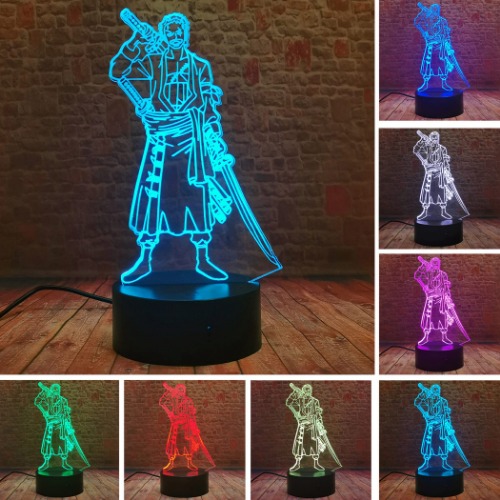 Roronoa Zoro Luffy Figur Led Nachtlicht - Japanische Anime Lampe - 16 Farben Nachtlicht ändern Home Nursery Decor - Kind Kinder Baby Erwachsene Weihnachten Urlaub Geschenke Spielzeug - 