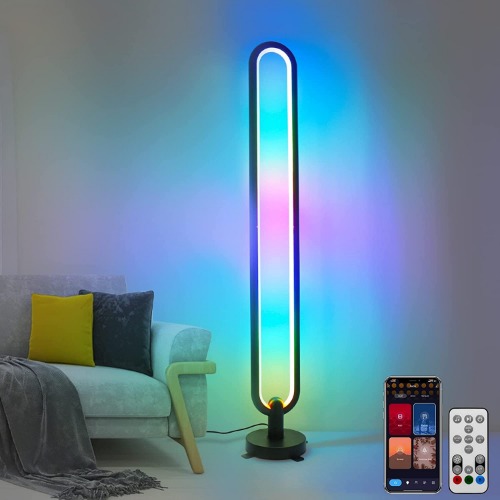 LED Stehlampe Dimmbar Farbwechsel, 18W RGB Ecklampe mit Fernbedienung und APP Kontrolle, Multicolor Stimmungslicht Standleuchte, Musik Synchron, Moderne Lampe für Wohnzimmer, Schlafzimmer, Spielzimmer - 