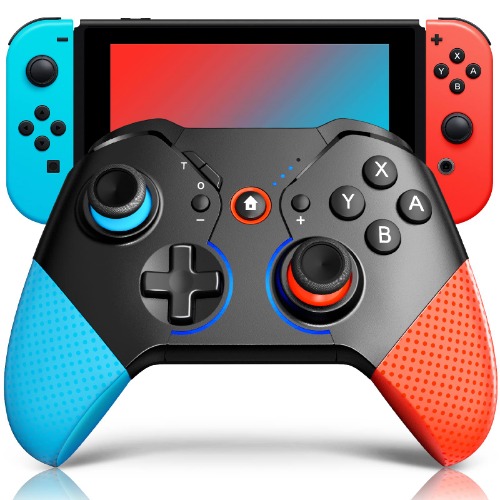 Switch Controller, Wireless Controller für Switch mit Aufwachen, Bluetooth Gamepad Joy Con Remote Kabellos Griff mit Makro Turbo Shock RGB Licht Handle für Kinder Erwachsene - 【2022 Neuheit】 - SW-L