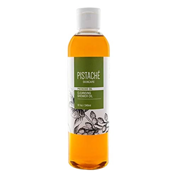 Pistaché Skincare Pistachio Oil Cleansing Shower Oil (Oil to Foam Formula) + Moisturizing and Nourishes + Softening + Vitamin E + Antioxidant Protection, 8.1 oz