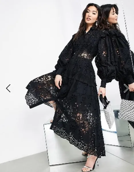 ASOS EDITION broderie shirt dress in black