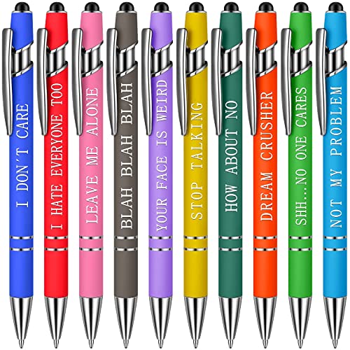 Chrisfall 10 Pieces Ballpoint Pens Office Inspirational Quotes Snarky Screen Touch Stylus Pen Encouraging Scriptures, Black Ink (Vivid Color,Negative Verse) - Vivid Color - Negative Verse