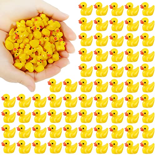 EKisemio 200 Pieces Mini Resin Ducks Yellow Tiny Duckies for School Project Accessories Miniature Characters Fairy Garden Landscape Aquarium Dollhouse Potted Plants Decorations - 200-Pcs