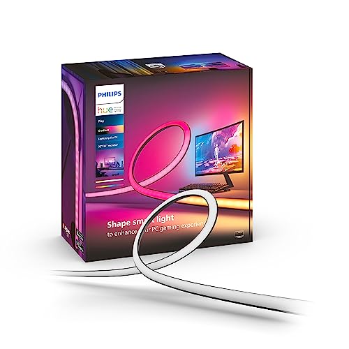Philips Hue Play Gradient Lightstrip for PC Monitors - White & Color Light (Hue Bridge Required), Compatible with Alexa & Google Assistant – A Certified for Humans Device, 32/34-Inch - One Monitor - 32/34-Inch