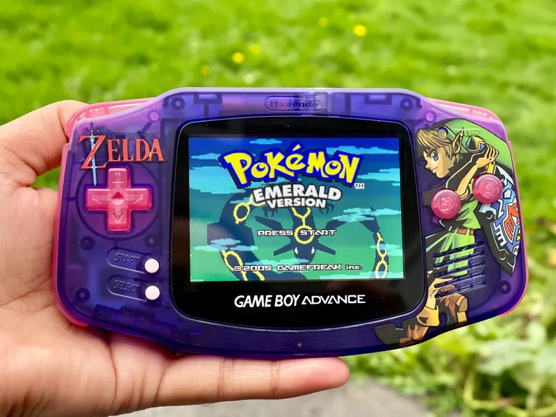 Nintendo Gameboy Advance GBA IPS V2 Display LCD Screen With Beautiful Custom Mod Clear Purple Zelda Console.10 Level Brightness Adjustment