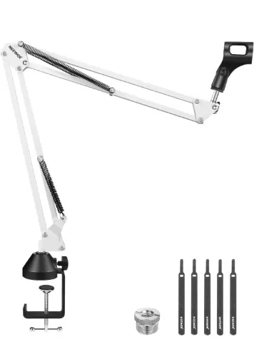 Amazon.com: NEEWER Microphone Arm Stand, Suspension Boom Scissor Mic Arm Stand with 3/8" to 5/8" Screw and Cable Ties Compatible with Blue Yeti Snowball Yeti X Quadcast, etc. Max Load 3.3lb/1.5kg (White) : Everything Else