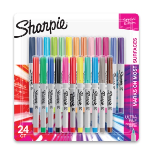 Sharpie Colour Burst Permanent Markers, Ultra Fine Point, Assorted Colours, 24 Count - 24 Pack Ultra-Fine Point