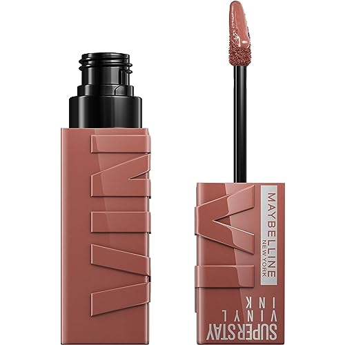 Maybelline New York flüssiger Lippenstift, Liquid Lipstick mit 16 Stunden Halt und glänzendem Finish, Super Stay Vinyl Ink, Nr. 120 Punchy, 4,2 ml - 120 PUNCHY