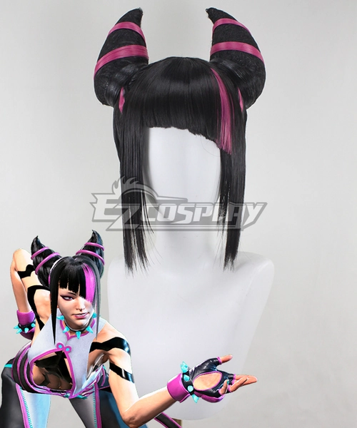 Street Fighter VI 6 Juri Han Purple Black Cosplay Wig