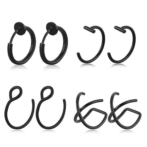 Yolev 8 Pcs Fake Lip Piercing Fake Lip Ring Fake Nose Ring Hoop Fake Snake Bites Fake Lip Piercings Faux Lip Rings Hoop Nose Ring Fake Nose Ring Clip On Nose Ring Fake Lip Piercing For Women Men