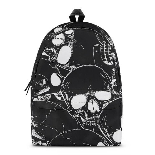Gothic Skull Printed Casual Sports Backpack - Black / L (Length 35 cm)