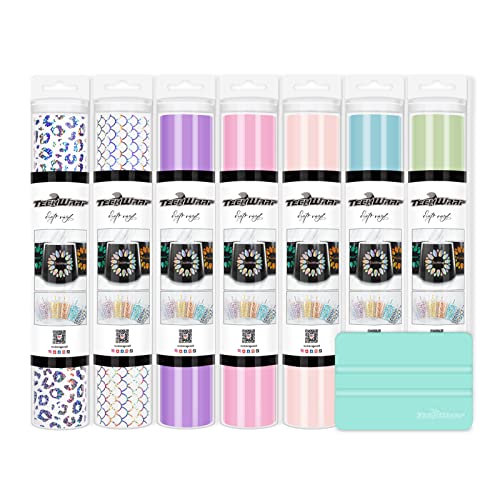 TECKWRAP 001 Vinyl Permanent Adhesive Vinyl Bundle Transparent Holographic Vinyl 12" x 36"/Rolls for Craft Cutters,Sign Plotters (Dream Bundle) - 001glossy Dream