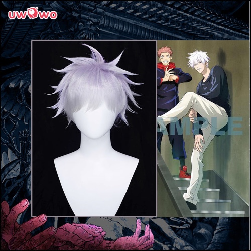 【Pre-sale】Uwowo Anime Jujutsu Kaisen Satoru Gojo Cosplay Wig 28CM Light purple white Gradient Short Hair