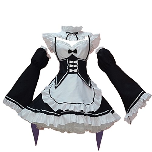 Ainiel Women's Maid Outfit Dress Anime Maid Costume Cosplay Lolita Fancy Dress Maid Dress With Socks Headwear Sets - Black - Medium