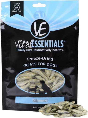 Vital Essentials Freeze Dried Dog Treats, Dog Snacks Made in The USA, All Natural Dog Treats, Great Training Treats for Dogs, Dried Minnows 2.5 oz