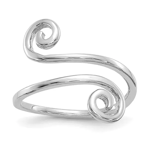 14k White Gold Polished Swirl Toe Ring - Toe Ring for Women