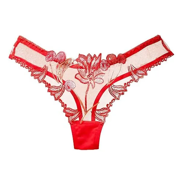 Womens Silk Satin transparent G-String Thong Panty Sexy Lace T-Back Underwear