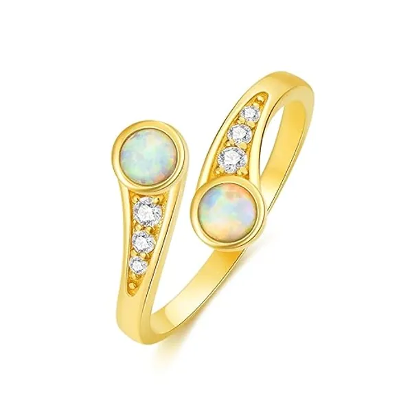 14K Yellow Gold Adjustable Toe Ring for Women,14kt Real Gold Opal Open Toe Rings Fine Summer Beach Foot Fine Jewelry Birthday Christmas Gifts for Nana Mom Wife