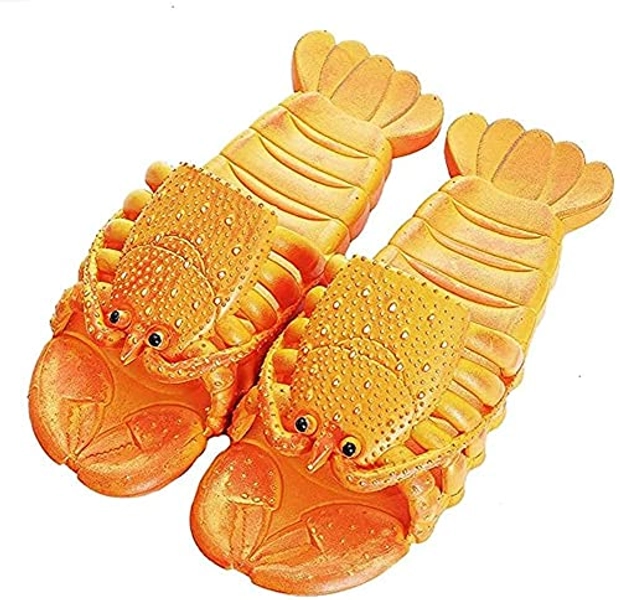 Pantofole di Aragosta Estate Divertente Animale Infradito Bambini Scarpe Spiaggia Carine Donna Sandali Uomo Scivoli Casuali - 32/33 EU - Arancione