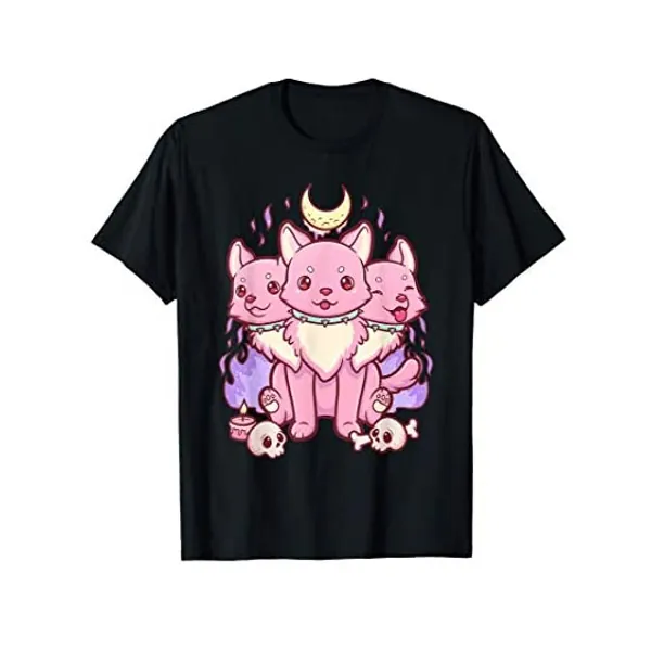 
                            Kawaii Pastel Goth Cute Creepy 3 Headed Dog T-Shirt
                        