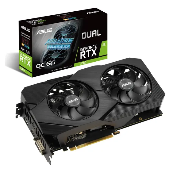ASUS GeForce RTX 2060 Overclocked 6G GDDR6 Dual-Fan EVO Edition VR Ready HDMI DisplayPort DVI Graphics Card (DUAL-RTX2060-O6G-EVO) - Graphic Card