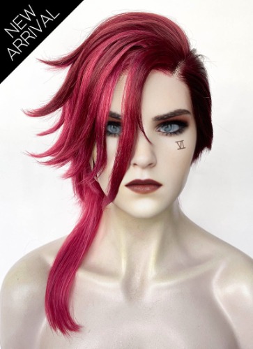League of Legends LOL Arcane Vi Two Tone Red Straight Lace Front Synthetic Wig LN6041A | Two Tone Red
