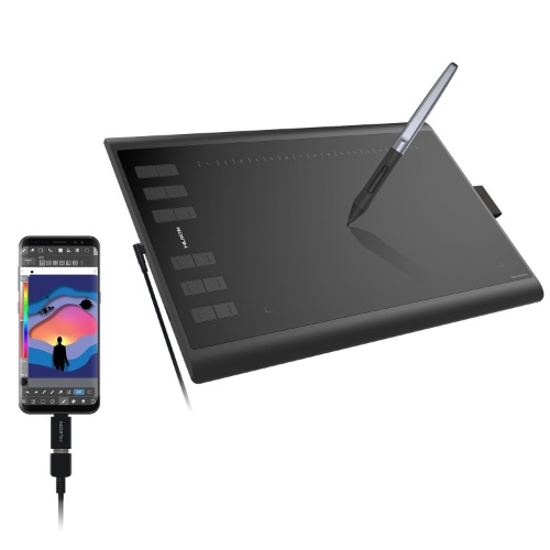Huion H1060P Graphics Drawing Tablet 8192 Pen Pressure Tilt Function Battery-Free Stylus for Android Devices Windows Mac