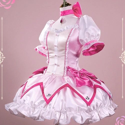 Anime Puella Magi Madoka Magica Magical Girl Kaname Madoka Cosplay Costume Short Ball Dress Halloween Uniform Party Dress