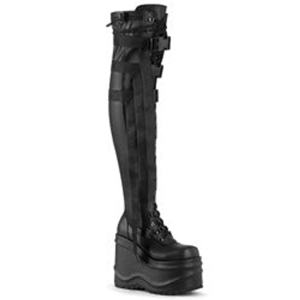Wave-315 | Black Stretch Vegan Leather / 9
