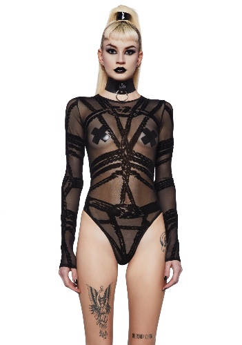 Twisted Fantasies Mesh Bodysuit | BLACK / Small